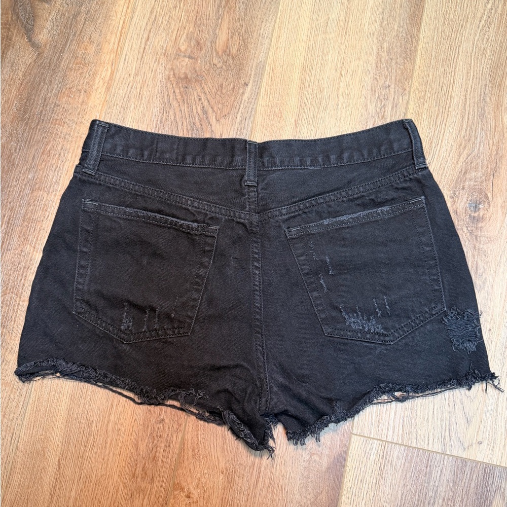 We The Free Sofia Distressed Cut Off Denim Shorts Black Women’s Size 30 Raw Hem - Picture 3 of 6
